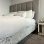 4ft6 (135cm) Double Silver Velvet Fabric Bed With USB Ports Image 5