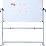 Double-Sided Magnetic Revolving Mobile Whiteboard, Aluminium Frame & Stand,W110xH75 cm Image 2