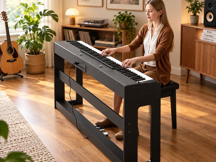 88-Key Fully Weighted Digital Piano with Furniture Stand, Triple Pedal & Wireless Connection