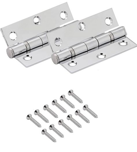 Internal Door Handle Set with Lock Complete Door Pack with Hings , Thumb Turn & Fixings Privacy Turn & Release (Phantom, Polished Chrome)