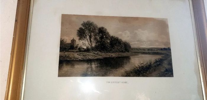 Large Antique Framed Landscape 'The Silvery Morn'