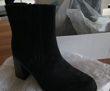 Ladies Black Suede Ankle Boots