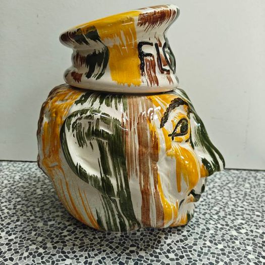 Vintage Barn Pottery Man's Head flour jar from Devon Pottery 1950s