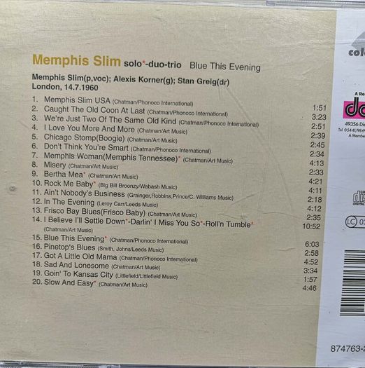Memphis Slim - Blue This Evening CD