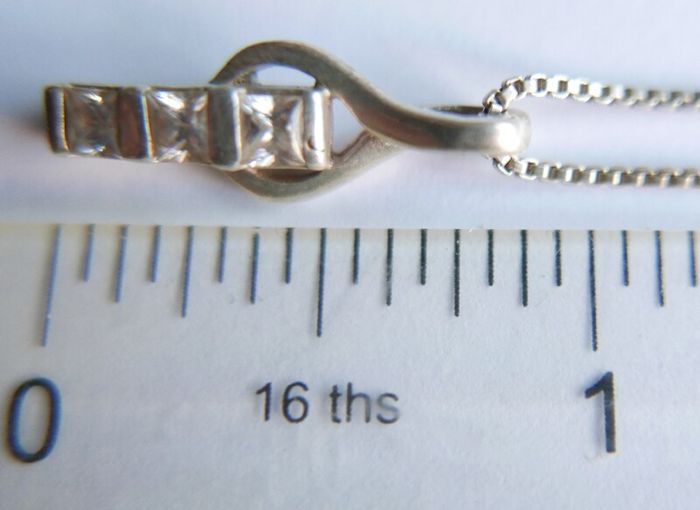 Vintage Sterling Silver 925 Drop Pendant Necklace length 18" - 4,5g