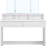 Dressing Table with Folding Mirror and 2 Drawers, Cosmetic Table with 3 Open Compartments, Dressing Table for Make-up, Modern, White, Image 2