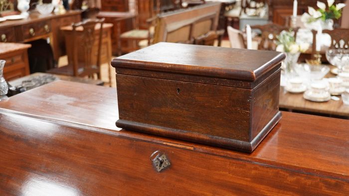 Antique Oak Box with Key