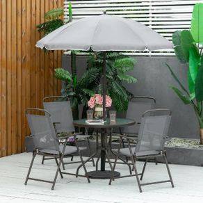6 Piece Patio Dining Set with Parasol