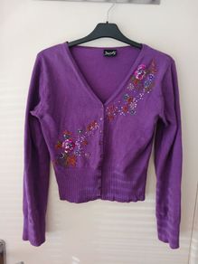 Beaded Vintage Style Cardigan or Top Size L