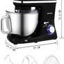Stand Mixer,7L Tilt-Head Food Mixer, 6 Speed Electric Kitchen Mixer with Dough Hook, Wire Whip & Beater 1400W (7L, Black) Image 2