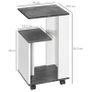 Nightstand with 4 Wheels, 3 Shelves, 35 x 29.5 x 65.5 cm, Gray/White Image 2