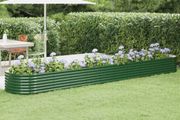 Garden Raised Bed Galvanised Steel 440x80x36 cm Green