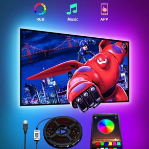TV LED Backlights 4.5M,Romwish LED Strip Lights with Bluetooth APP Control for 65-75 inch TV, 16 Million Colors, Music Sync Color Changing + Sensitive Mic + Timing Function, Adapter USB Powered