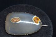 Antique Edwardian 14K Gold Natural Agate Brooch c.1900 4.8g