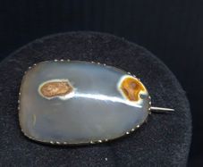 Antique Edwardian 14K Gold Natural Agate Brooch c.1900 4.8g