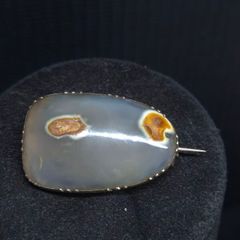 Antique Edwardian 14K Gold Natural Agate Brooch c.1900 4.8g