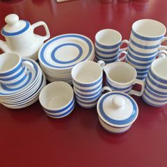 Vintage Blue & White Carrigaline Pottery Set