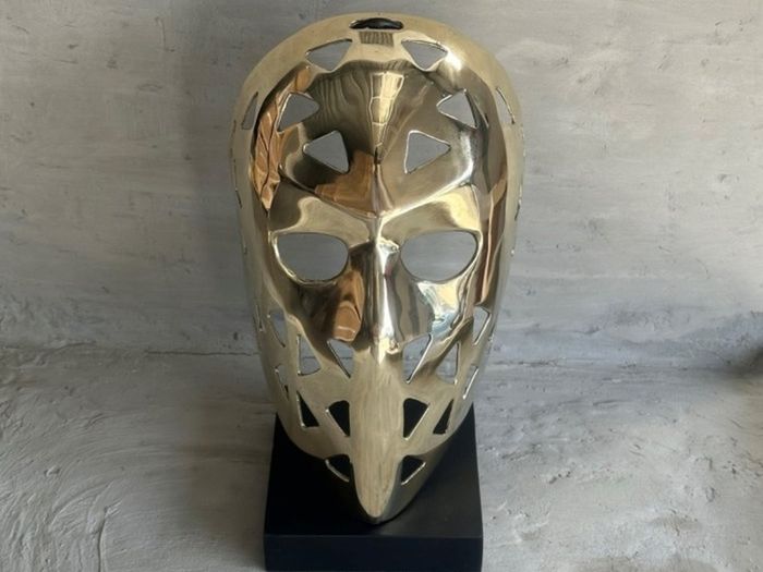 Mask Sculpture On Stand- Polished Bronze