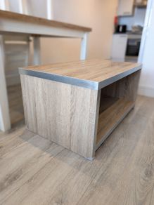 Large Heavy Grey Oak-Effect Coffee Table with Storage Shelf