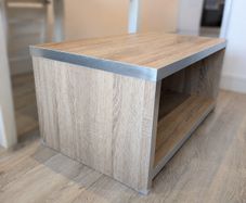 Large Heavy Grey Oak-Effect Coffee Table with Storage Shelf