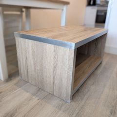 Large Heavy Grey Oak-Effect Coffee Table with Storage Shelf
