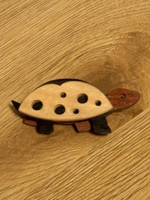 Vintage Wooden Turtle Brooch