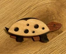 Vintage Wooden Turtle Brooch