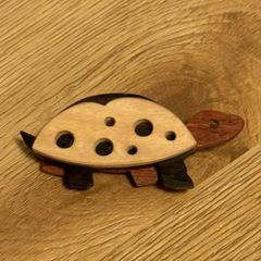 Vintage Wooden Turtle Brooch