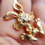 Vintage Gold Tone Bunny Rabbit Brooch Image 2