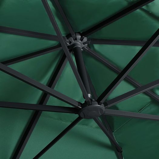 Cantilever Umbrella with LED Lights and Aluminium Pole 400x300 cm Green