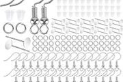 350 Pcs Earrings Making Supplies Kit 925 Silver Hypoallergenic Plated Fish Hooks Earring with Clear Earring Safety Backs Posts and Open Jump Rings