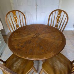 Solid Wood Round Table & Chairs