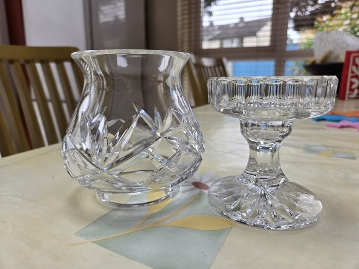 Beautiful Vintage Cavan Crystal 2 piece Candle Holder