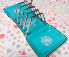 Vintage Chrome and Ceramic 1950s Toast Rack