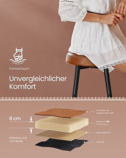 Set of 2 Bar Stools  Caramel Brown