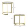 Modern Coffee Table Set of 2, Nest of Tables with Steel Frame and Tempered Glass Tabletop, Side Tables for Living Room Bedroom, Clear Image 3