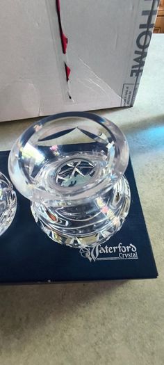 SET OF 2 BOXED Vintage Waterford Crystal Violet Vases.