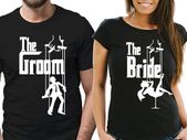 Godfather style The Groom and The Bride His and Her couple matching T-shirts set for wedding