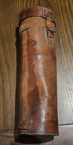 Leather Pouch Canister WWI?? For Binoculars? Thermos Flask? Huntsman Flask Case?
