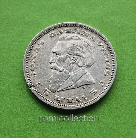 Lithuania 1936 year Silver 5 Litas.