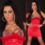 feather and cristals mini dress size 8 and 10 red and cappucino Image 2