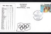 1976 Canada cover commemorating The 1976 Olympic Games recording the Final Medals Table tying 25c Olympic Commemorative Stamp with Olympic stamp closing ceremony cancel