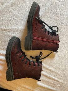 Sparkly red boots with zip size 10