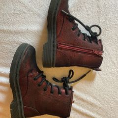 Sparkly red boots with zip size 10