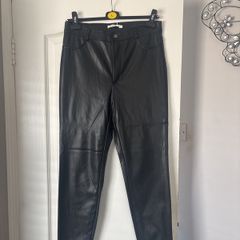 Black leather effect Jean style trousers size XL