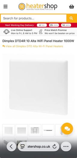 Heater Wi fi wall mount 1 Kw up to 30 degrees