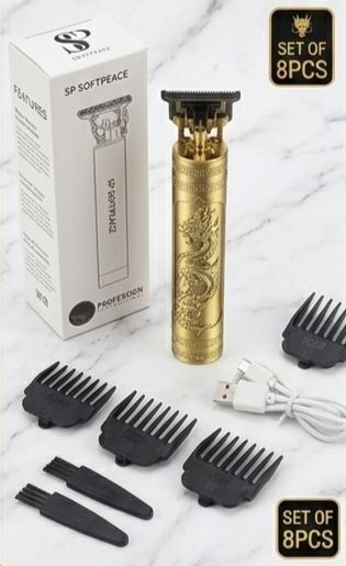 Pro Gold Dragon T-Blade Trimmer 8pc Grooming Kit