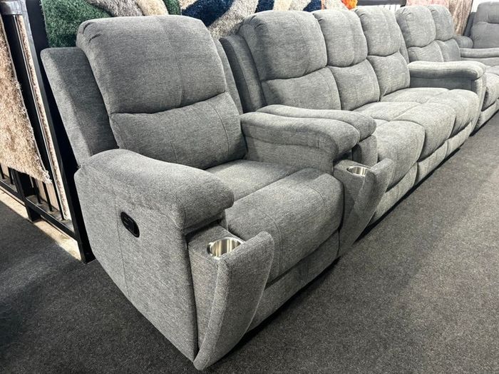 New Hudson Fabric Recliner Sofas with Hidden Cupholders