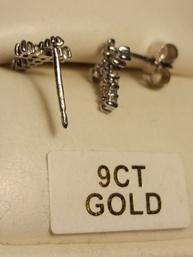 Petite White Gold Diamond set Cross stud Earrings