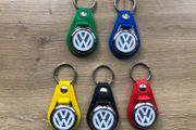 Synthetic leather Volkswagen key ring with shopping trolley token/coin